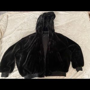Zara reversible faux fur satin oversized jacket